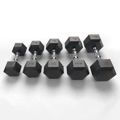 Mancuerna Hexagonal de Caucho (5 kg a 25 KG) Ten Series