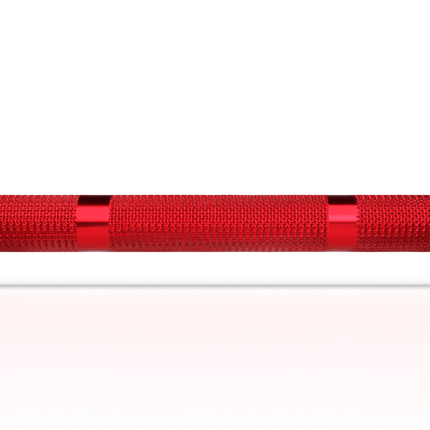 Barra olimpica crossfit Roja 20kg, foto detalle grip diamantado
