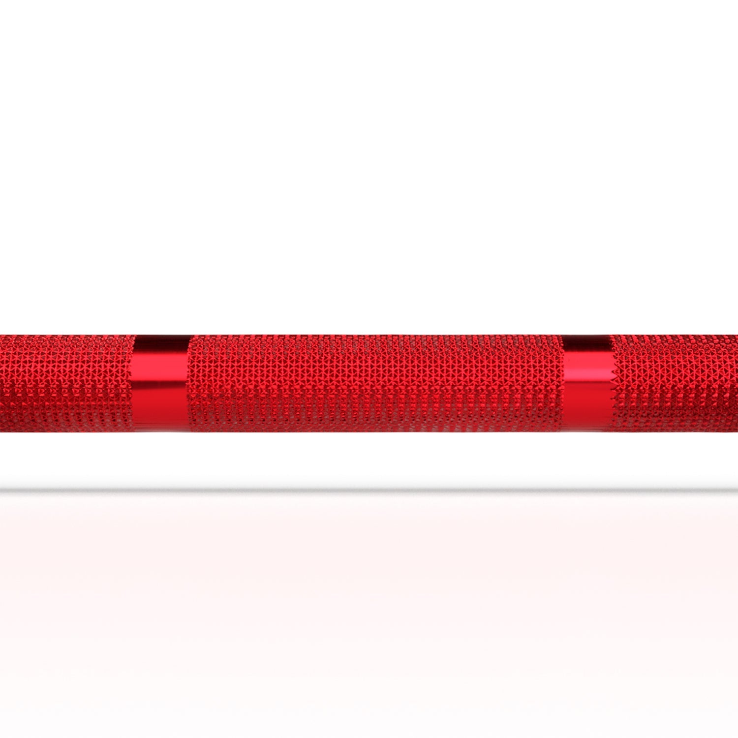 Barra olimpica crossfit Roja 15kg, foto detalle grip diamantado