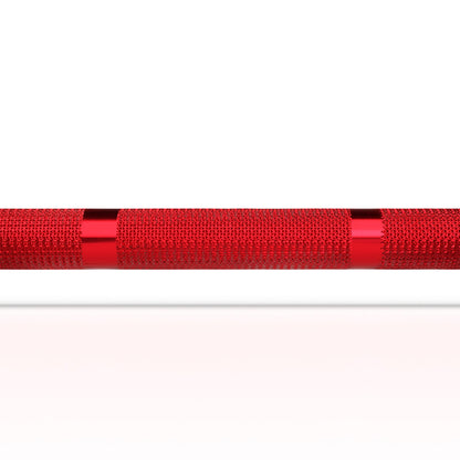 Barra olimpica crossfit Roja 15kg, foto detalle grip diamantado