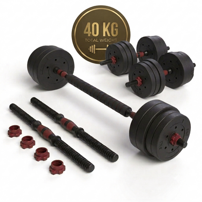 Set Mancuernas 2 en 1 Fitmax 40 Kg PVC Rojo