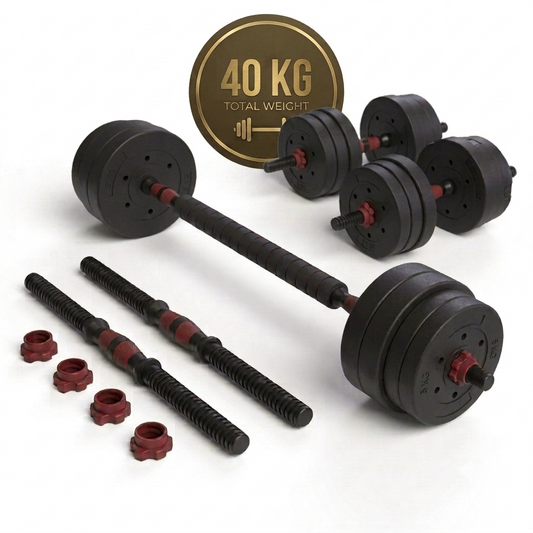 Set Mancuernas 2 en 1 Fitmax 40 Kg PVC Rojo
