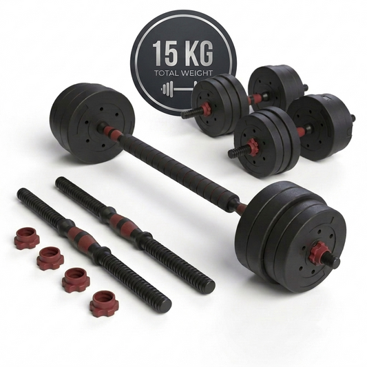 Set Mancuernas 2 en 1 Fitmax 15 Kg PVC Rojo