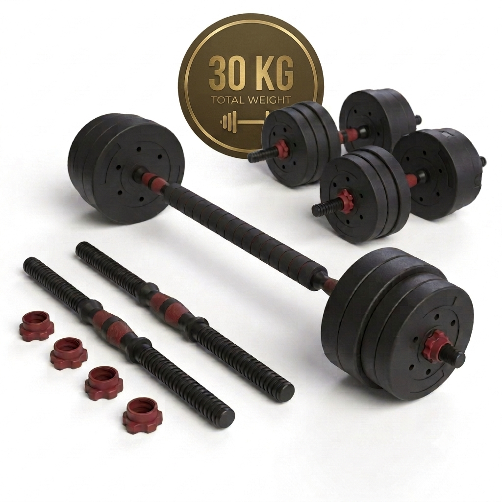 Set Mancuernas 2 en 1 Fitmax 30 Kg PVC Rojo