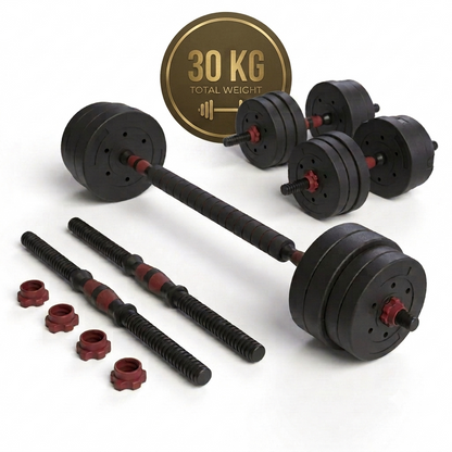 Set Mancuernas 2 en 1 Fitmax 30 Kg PVC Rojo