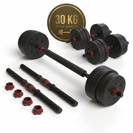 Set Mancuernas 2 en 1 Fitmax 30 Kg PVC Rojo