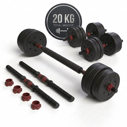 Set Mancuernas 2 en 1 Fitmax 20 Kg PVC Rojo