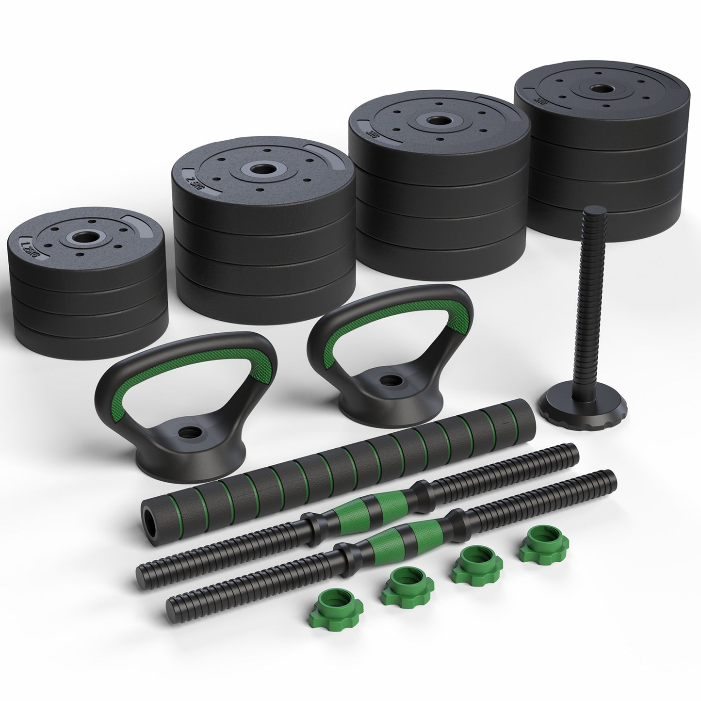 Set Mancuernas Green 3 en 1  Fitmax 40 Kg PVC