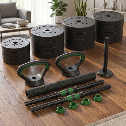 Set Mancuernas Green 3 en 1  Fitmax 40 Kg PVC