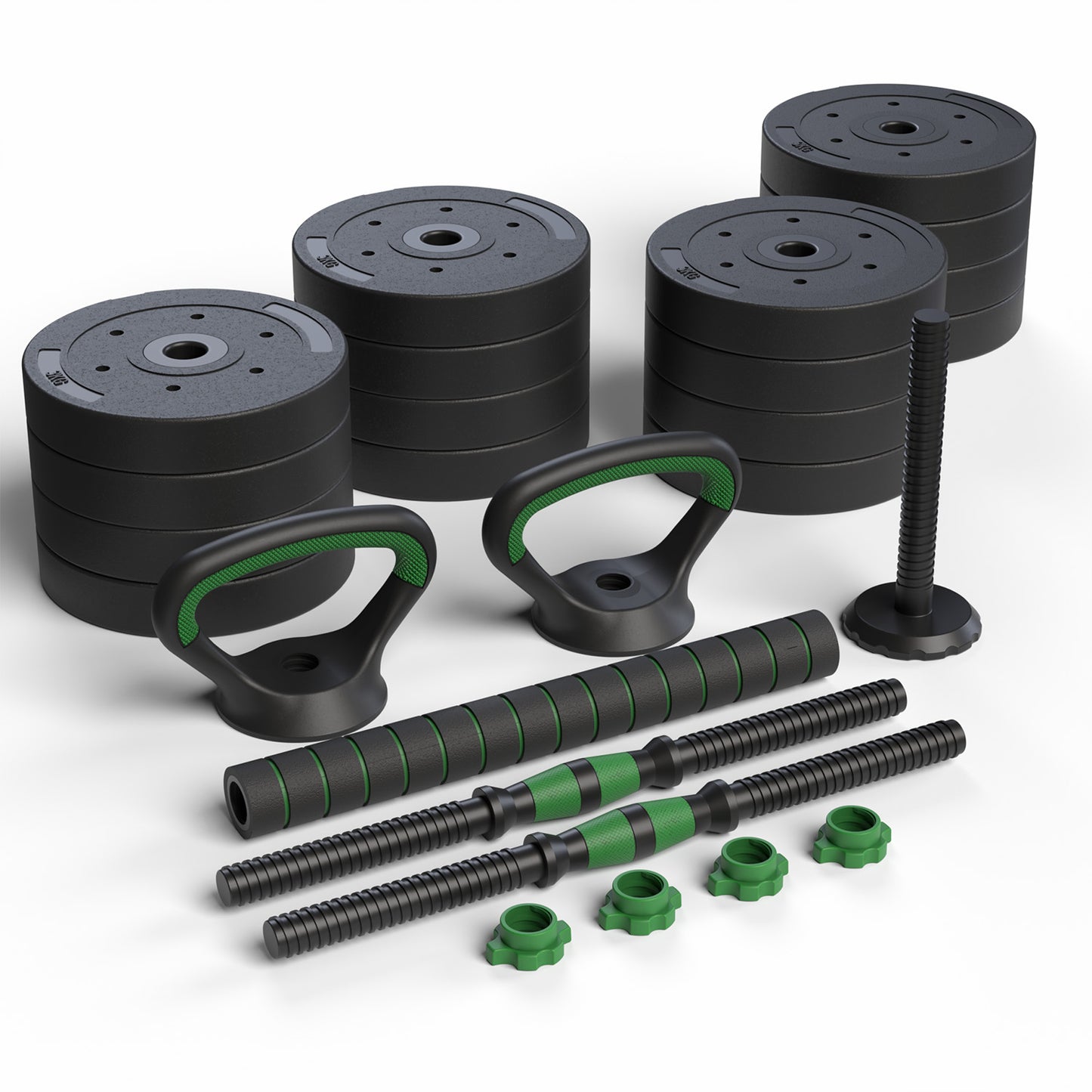 Set Mancuernas Green 3 en 1 Fitmax 20 Kg PVC
