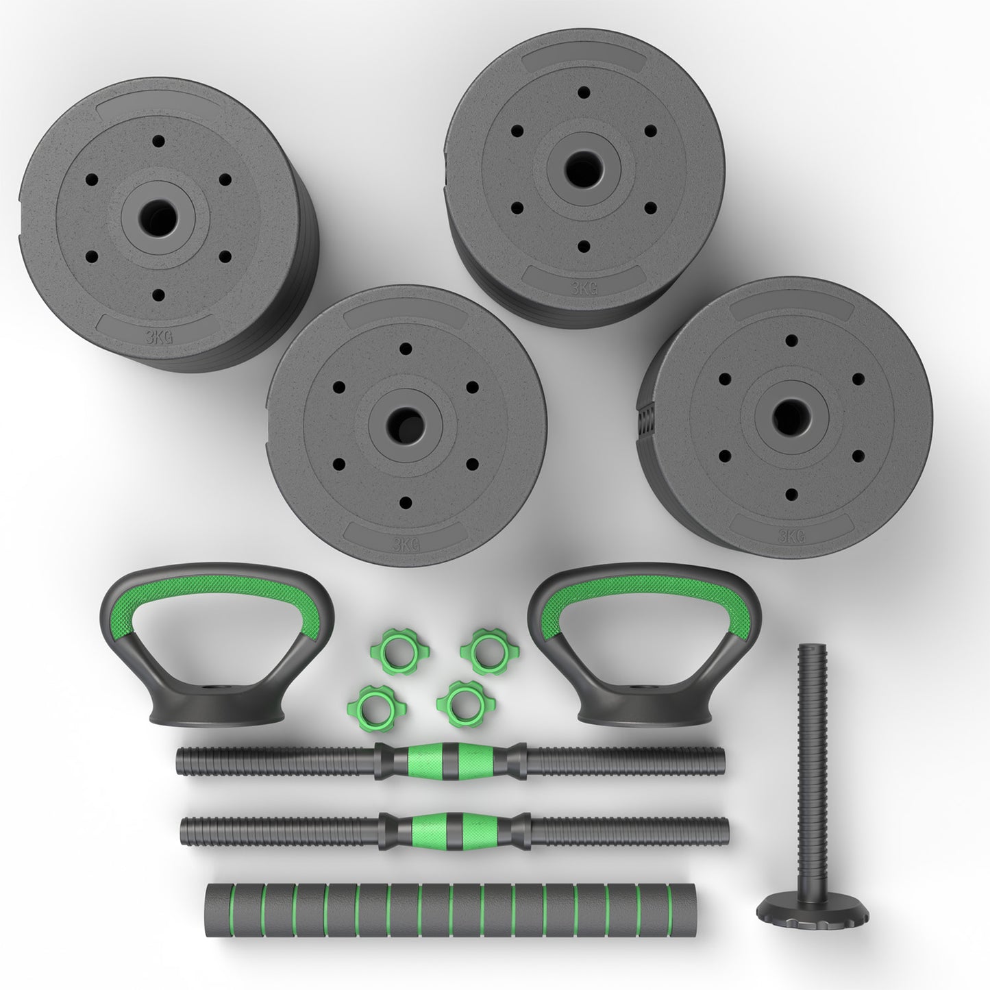 Set Mancuernas Green 3 en 1 Fitmax 20 Kg PVC