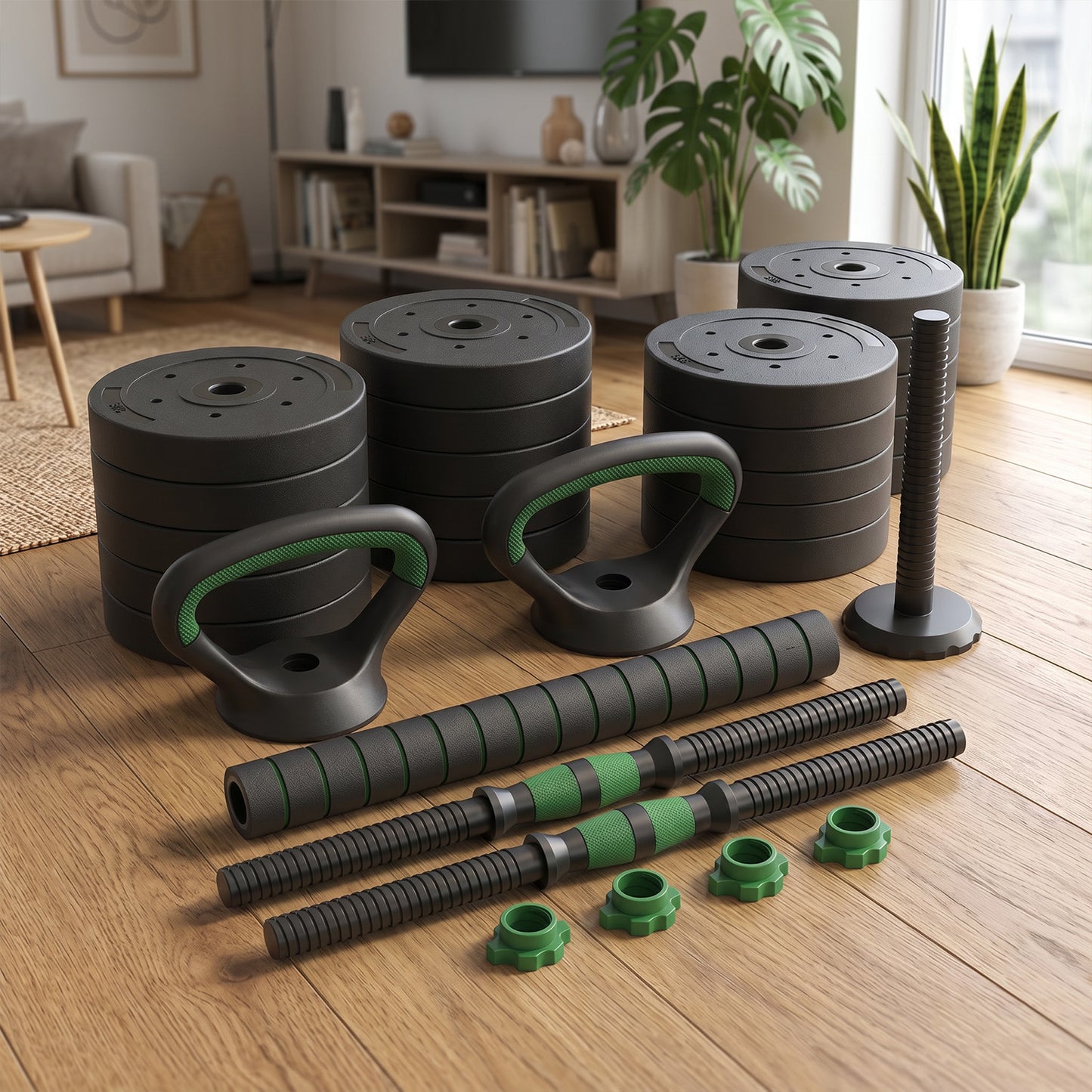Set Mancuernas Green 3 en 1 Fitmax 20 Kg PVC
