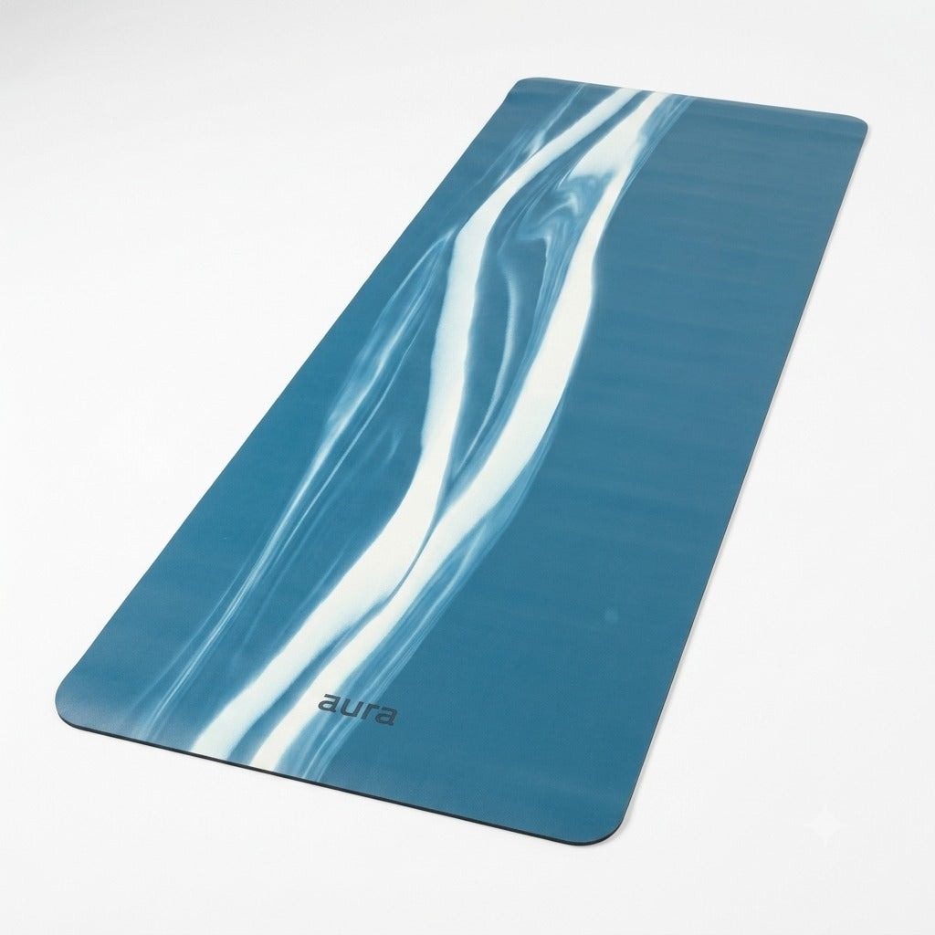 Mat de Yoga Profesional Aura Azul Mármol