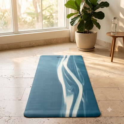 Mat de Yoga Profesional Aura Azul Mármol