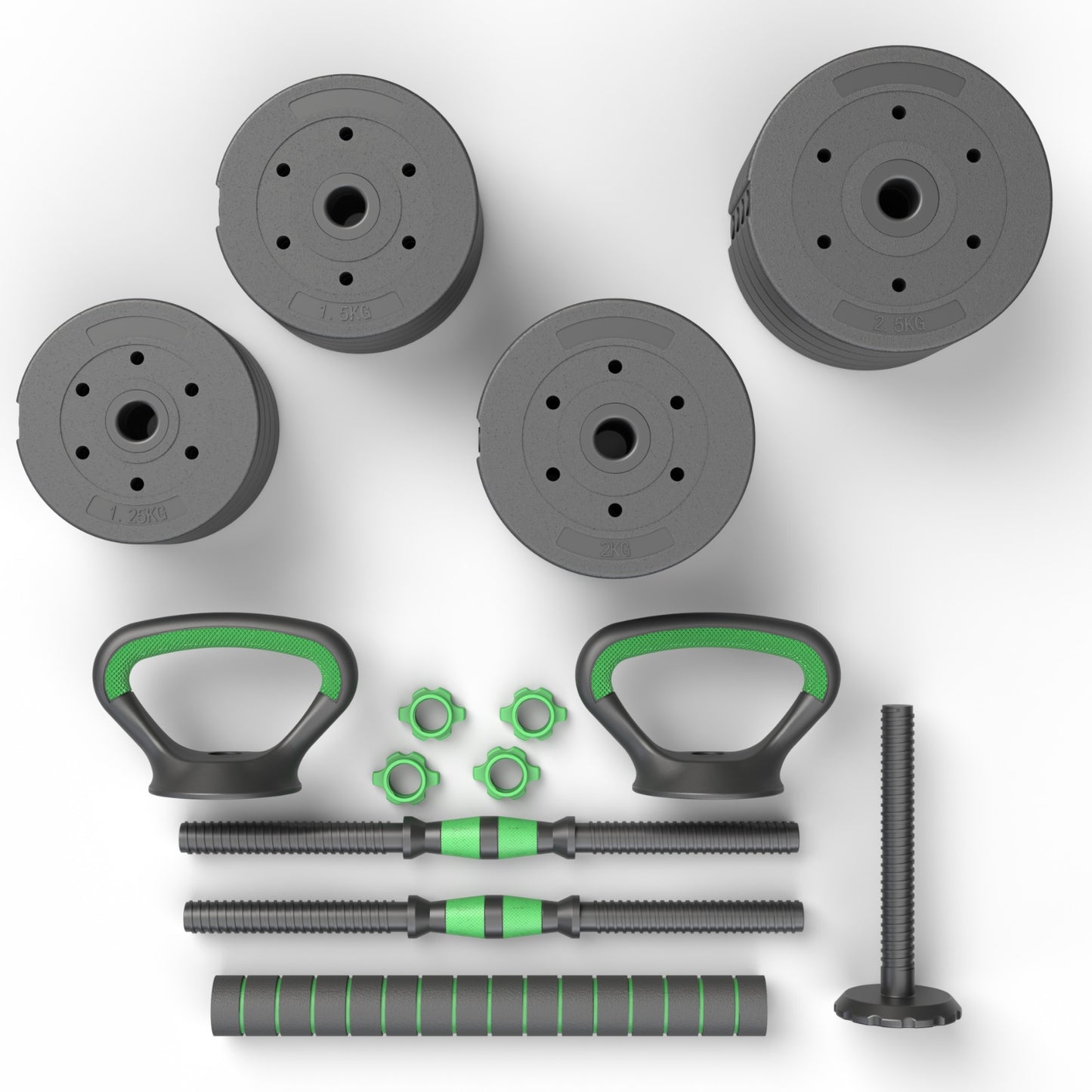 Set Mancuernas Green 3 en 1  Fitmax 30 Kg PVC